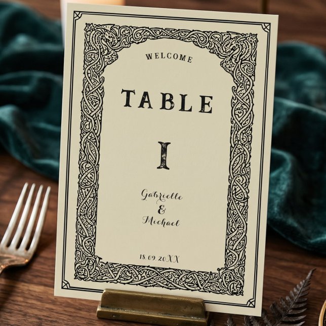 Vintage Celtic Medieval Fantasy Wedding Table Number (Creator Uploaded)
