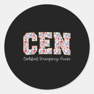 Vintage Cen Certified Emergency Nurse Wildflowers Classic Round Sticker