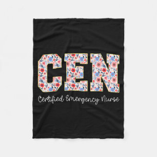Vintage Cen Certified Emergency Nurse Wildflowers  Fleece Blanket