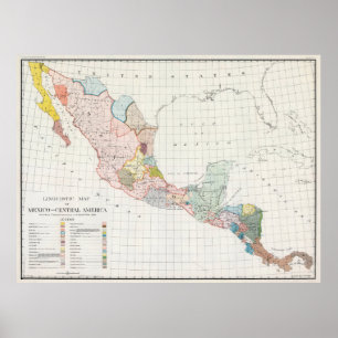 Vintage Central America Linguistic Map (1909) Poster