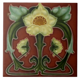 Vintage Ceramic Floral Art Nouveau Tile Print