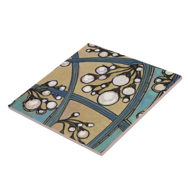 Vintage Ceramic Tile Trivet | Art Deco Geometric  (Side)
