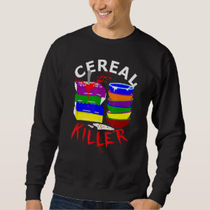 Vintage Cereal Killer Food Pun Cereal Box Hallow Sweatshirt