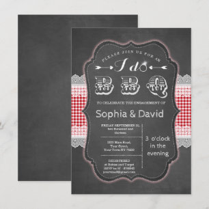 Vintage Chalk En vichy I do Barbecue Invitation