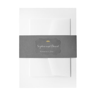 Vintage Chalk Gold Wedding Invitation Belly Band