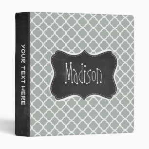 Vintage Chalkboard Ash Grey; Grey Quatrefoil Binder