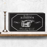 Vintage Chalkboard Bathroom Please Seat Yourself Wooden Box Sign<br><div class="desc">Whether you want to add a touch of humour to your own bathroom or make your guests smile, this personalized black and white chalkboard style wood sign with its vintage pointing finger and playful message will do the trick. It's an ideal choice for those who appreciate a little wit and...</div>