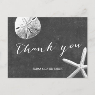 Vintage Chalkboard Beach Theme Wedding Thank You Postcard