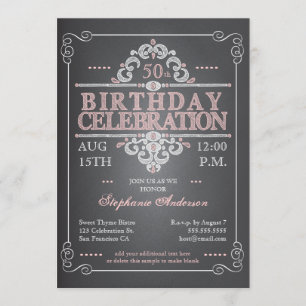 Vintage Chalkboard Birthday Invitation