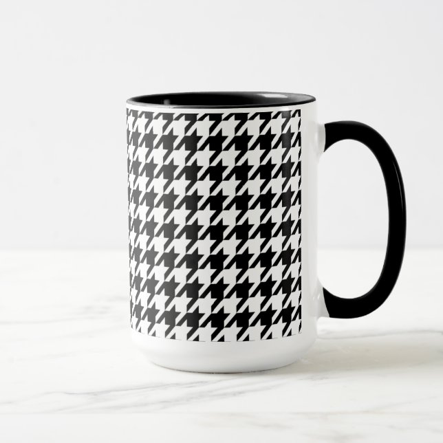 Vintage Chalkboard Black Houndstooth Mug (Right)