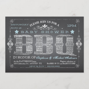 Vintage Chalkboard Boy Baby Shower BBQ Invitation