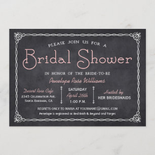 Vintage Chalkboard Bridal Shower Invitations