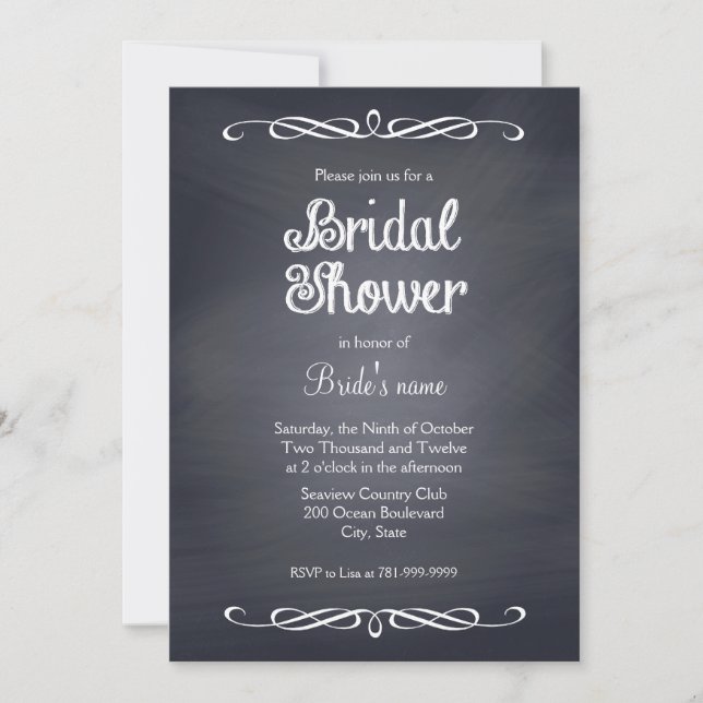 Vintage Chalkboard Bridal Shower Invitations (Front)