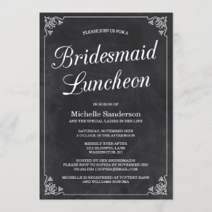 Vintage Chalkboard Bridal Shower Luncheon Invitation