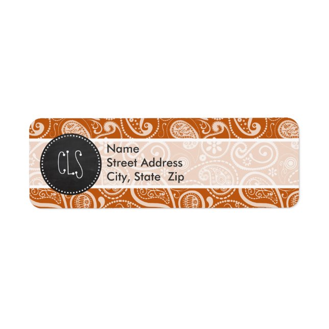 Vintage Chalkboard Burnt Orange Paisley; Floral (Front)