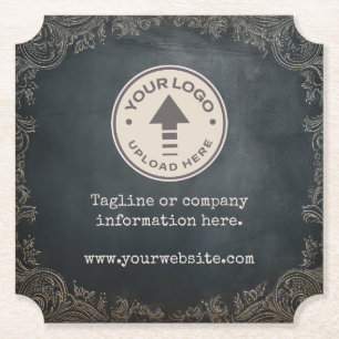 Vintage Chalkboard Company Business Logo Paper Coaster