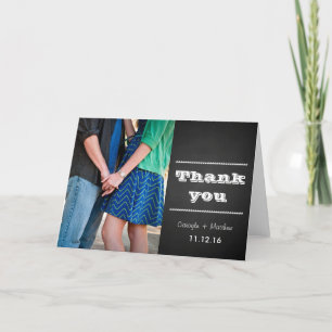 Vintage Chalkboard Couples Photo Wedding Thank You Card