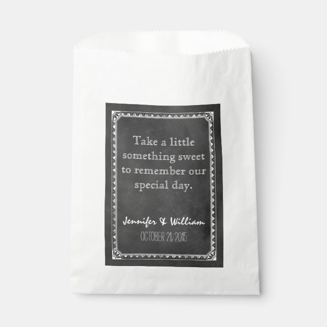 Vintage Chalkboard Custom Wedding Favour Bag (Front)