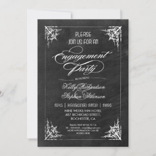 vintage chalkboard engagement party invitations