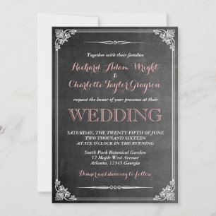 Vintage Chalkboard Faire-part de mariage victorien