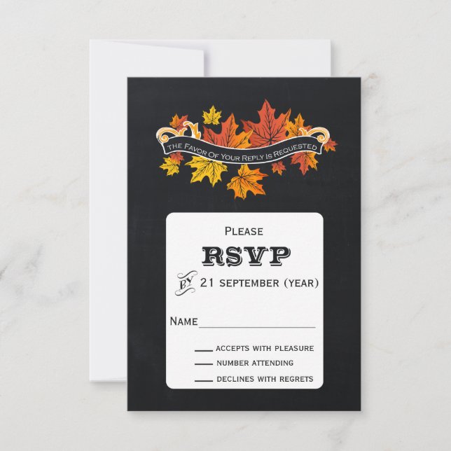Vintage Chalkboard fall wedding rsvp (Front)