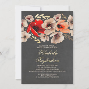 Vintage Chalkboard Floral Boho Bridal Shower Invitation