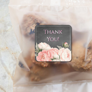 Vintage Chalkboard Floral Wedding Thank You  Square Sticker