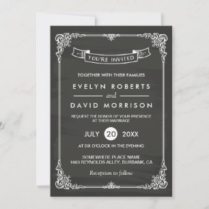 Vintage Chalkboard Frame Elegant Formal Wedding Invitation