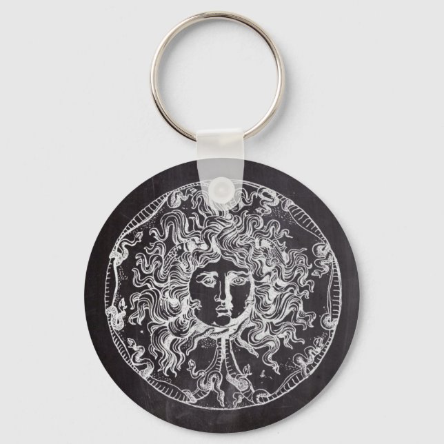 vintage chalkboard Greek mythology Gorgon medusa Keychain (Front)