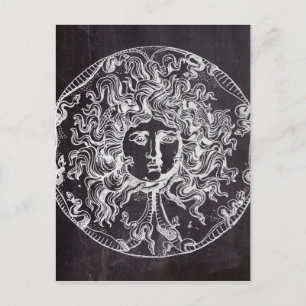 vintage chalkboard Greek mythology Gorgon medusa Postcard