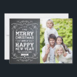 Vintage Chalkboard Holiday Photo Card<br><div class="desc">Celebrate the season with this modern and stylish holiday card from Berry Berry Sweet. Visit WWW.BERRYBERRYSWEET.COM for more of our stylish holiday collections. Customizable background colour.</div>