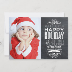 VINTAGE CHALKBOARD   HOLIDAY PHOTOCARD CARD
