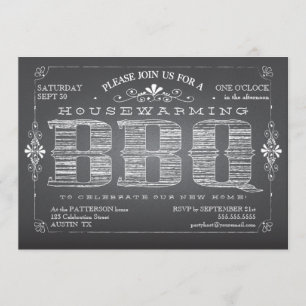 Vintage Chalkboard Housewarming BBQ Invitation