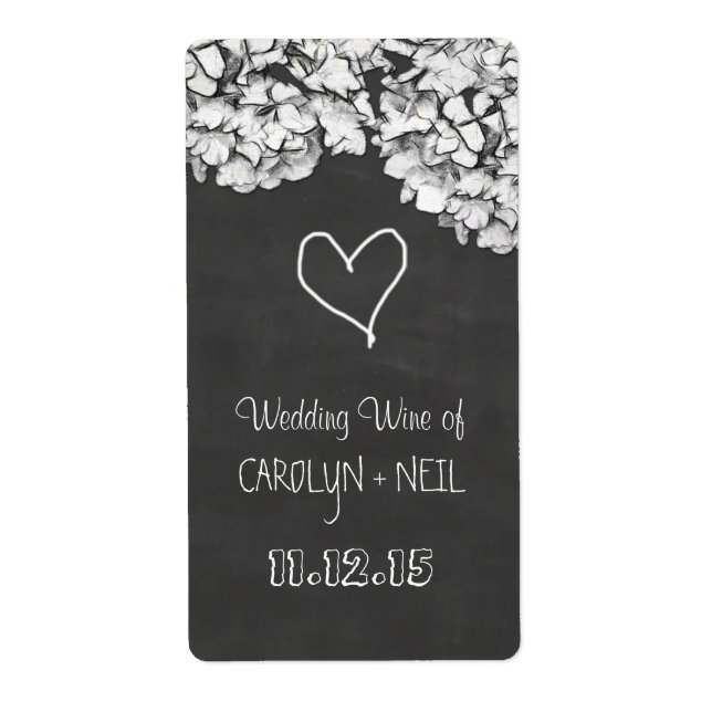 Vintage Chalkboard Hydrangea Fleurs Vin Mariage (Devant)