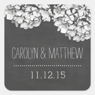 Vintage Chalkboard Hydrangea Wedding Favour Sticke Square Sticker