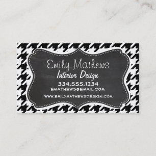 Vintage Chalkboard look; Black & White Houndstooth Business Card