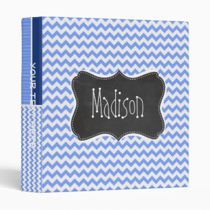 Vintage Chalkboard look, Blue Chevron Pattern Binder