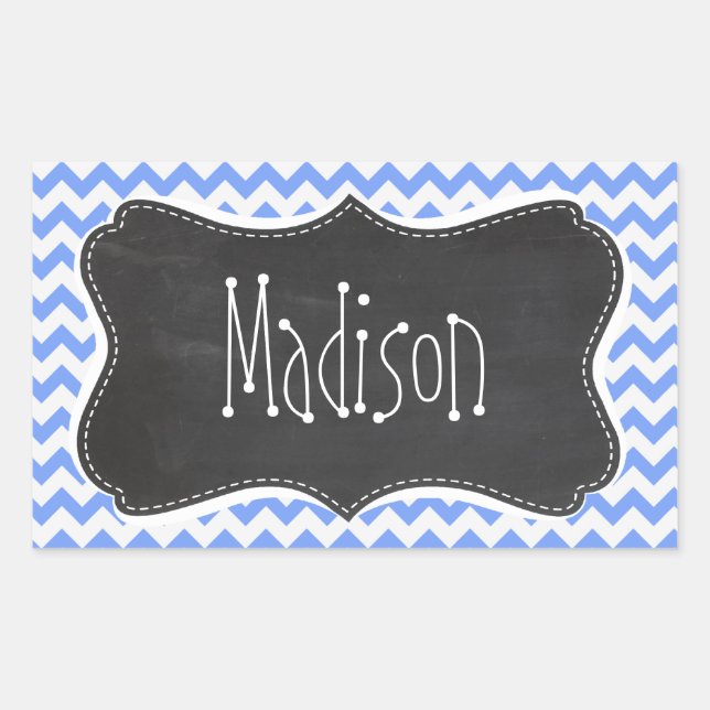 Vintage Chalkboard look, Blue Chevron Pattern Sticker (Front)