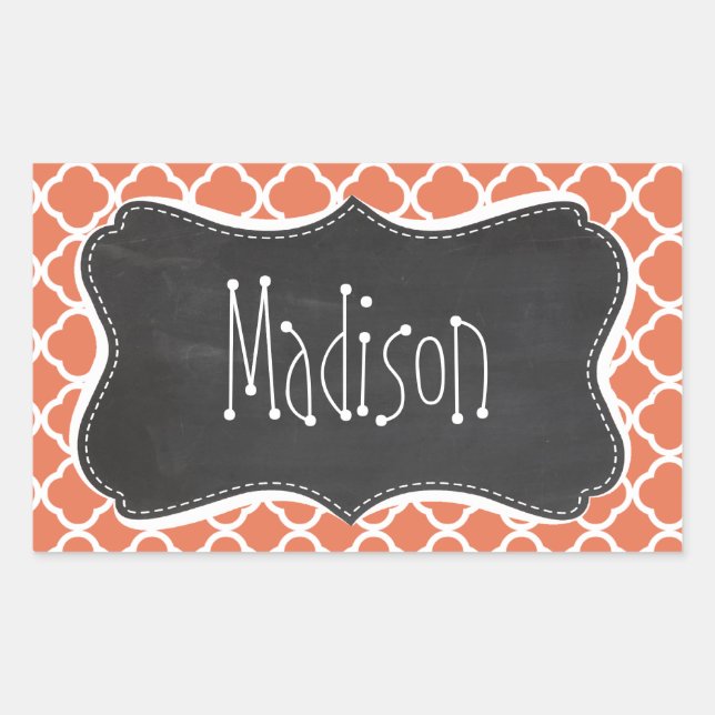 Vintage Chalkboard look; Burnt Sienna Quatrefoil Sticker (Front)
