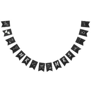 Vintage Chalkboard Look Wedding Bunting Flags