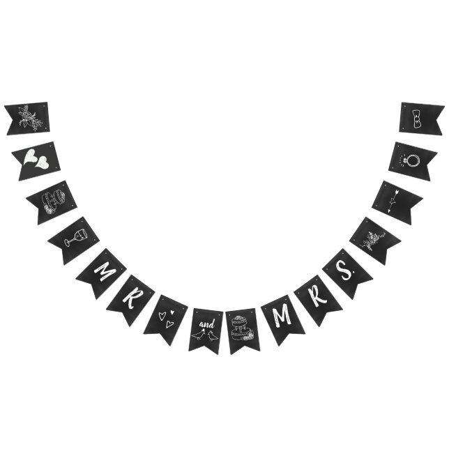 Vintage Chalkboard Look Wedding Bunting Flags (All)