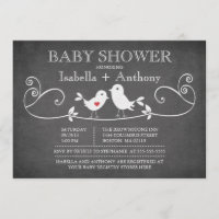 Vintage Chalkboard Love Birds Baby Shower