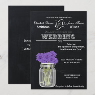 Vintage Chalkboard Mason Jar floral wedding invite