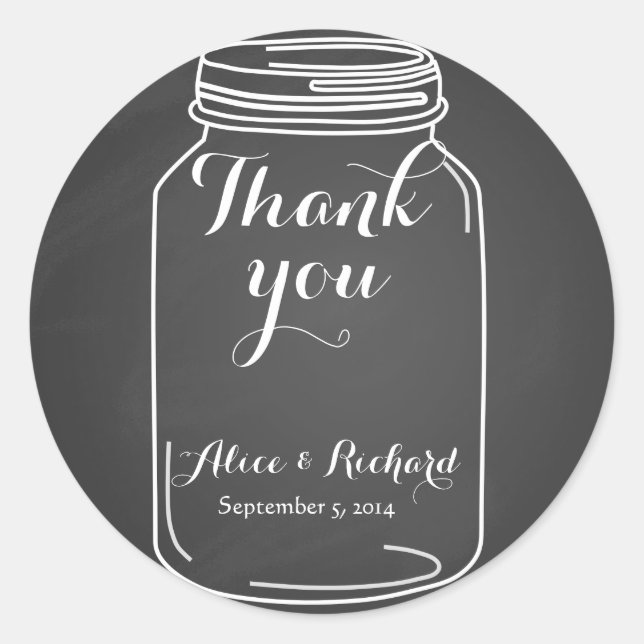 vintage chalkboard mason jar wedding stickers (Front)