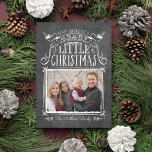 Vintage Chalkboard Merry Little Christmas Card<br><div class="desc">This vintage chalkboard style photo card features the phrase "have yourself a merry little Christmas" in hand lettering style fonts and hand drawn accents. Customize it with your family photo and names!</div>