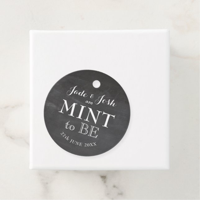 Vintage Chalkboard Mint to Be Wedding Favour Tag (In Situ)