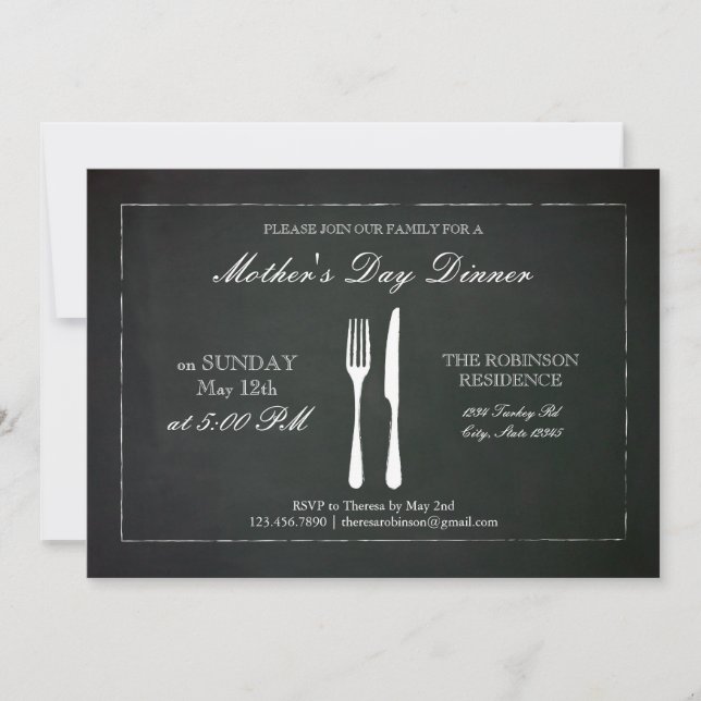Vintage Chalkboard Mother's Day Invitation (Front)