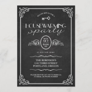 Vintage Chalkboard New Home Housewarming Party Invitation