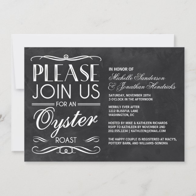 Vintage Chalkboard Oyster Roast Invitation (Front)