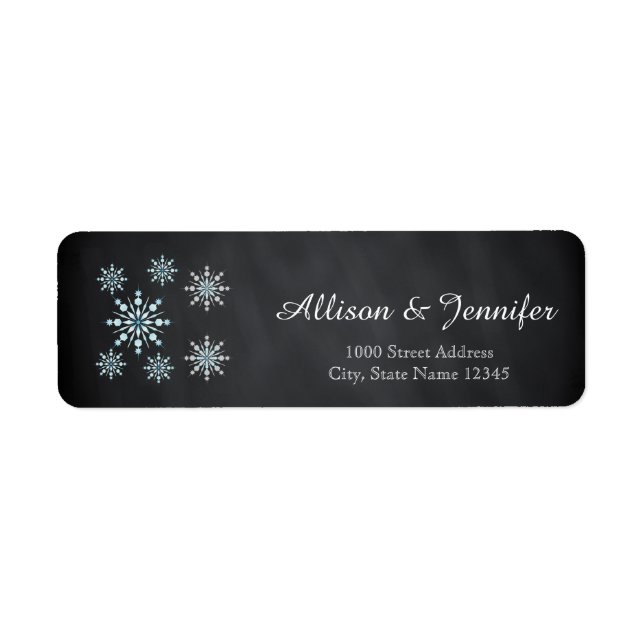 Vintage Chalkboard snowflake holiday Label Address (Front)